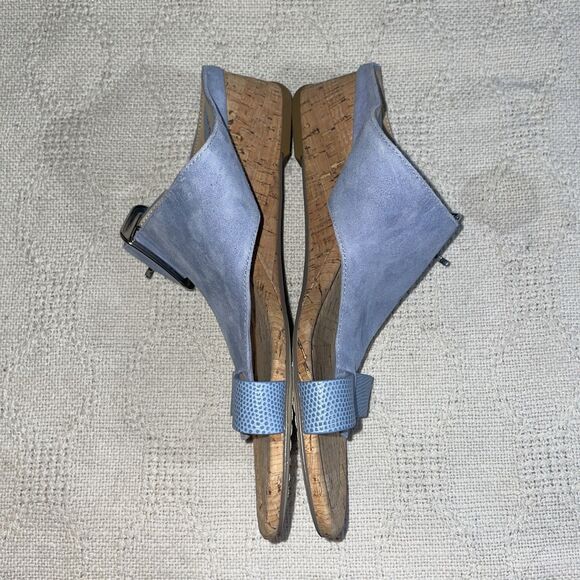 Donald Pliner Women’s Wedge Sandals Size 6.5 M Blue Leather Beach Cruise NWOB - Picture 5 of 12